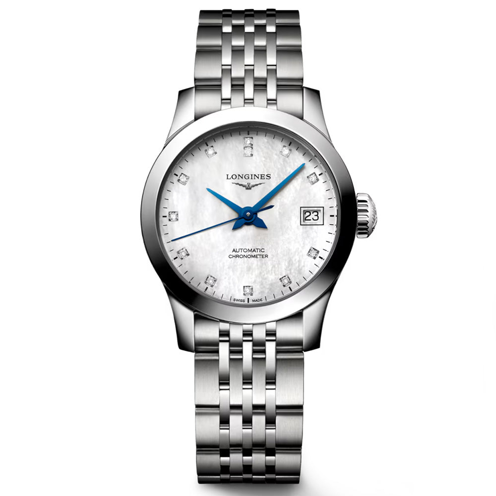 Longines Record Collection 26mm MOP Diamond Dot Dial Automatic Ladies Watch L23204876