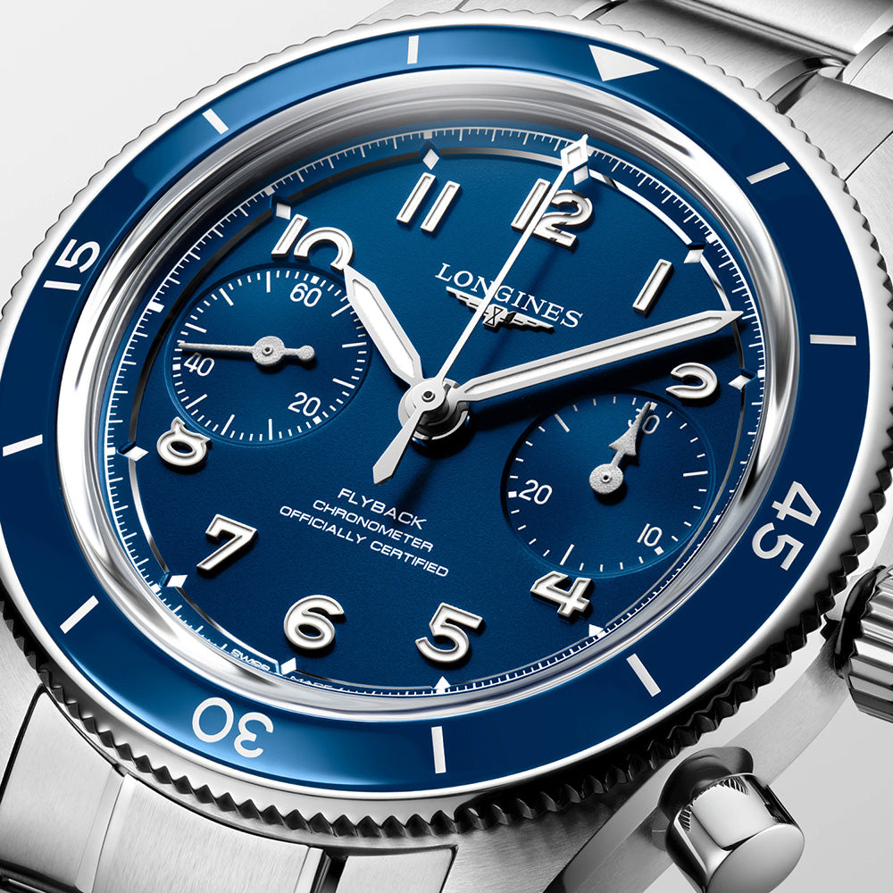 Longines Spirit Pilot Flyback 39.5mm Blue Dial Manual Wound Chronograph Gents Watch L37214936