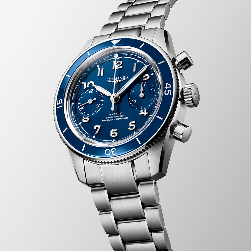 Longines Spirit Pilot Flyback 39.5mm Blue Dial Manual Wound Chronograph Gents Watch L37214936