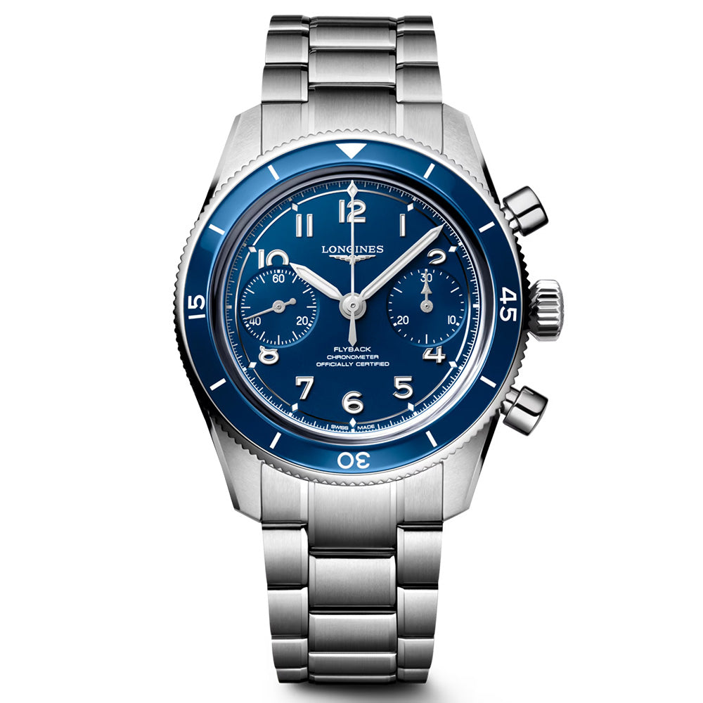 Longines Spirit Pilot Flyback 39.5mm Blue Dial Manual Wound Chronograph Gents Watch L37214936