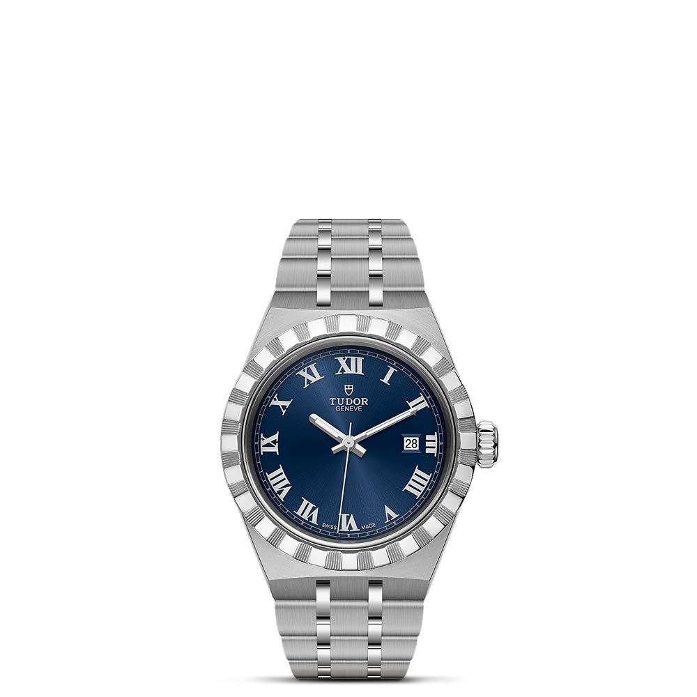 m28300-0006 tudor royal 28mm blue dial ladies watch front upright image