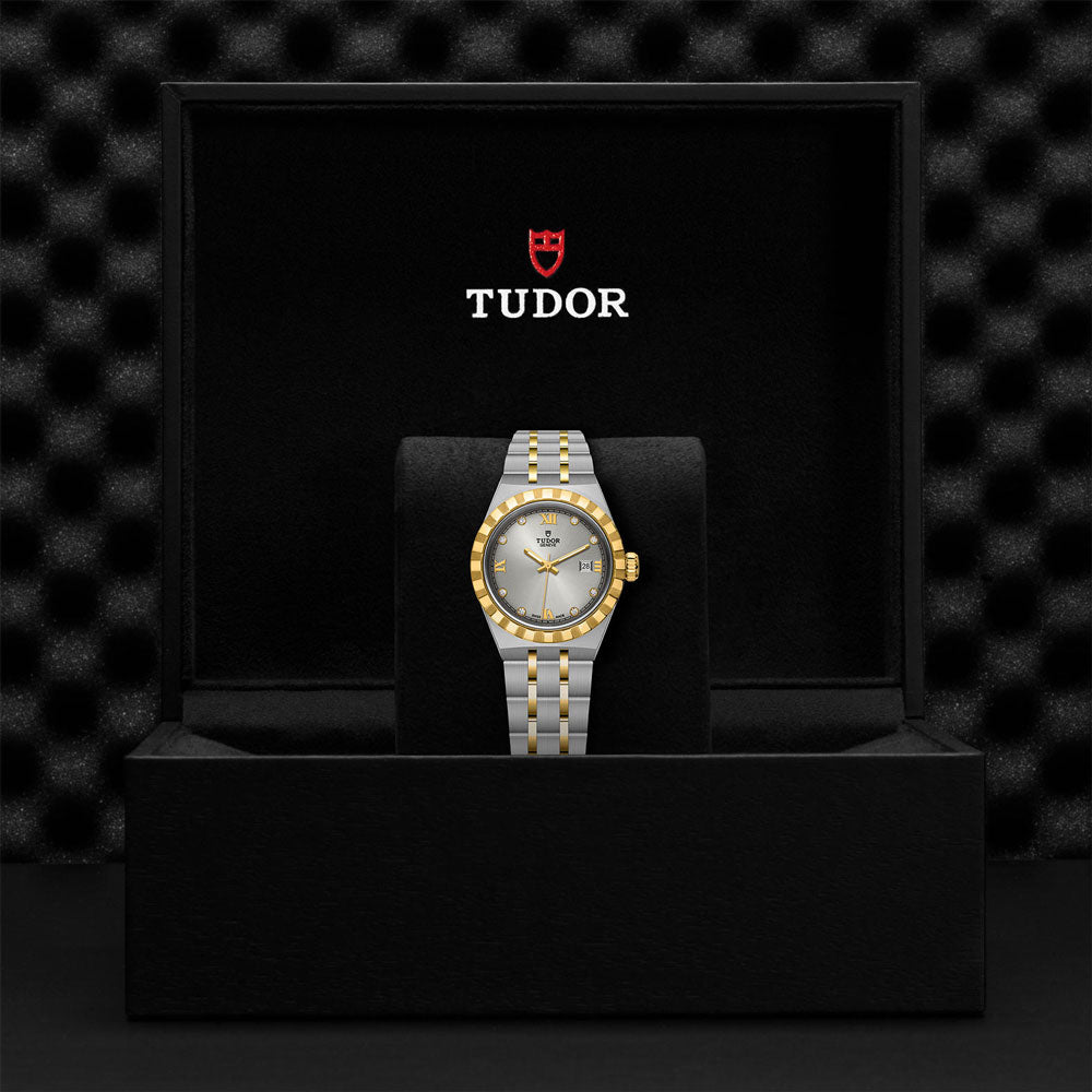 TUDOR Royal 28mm Silver Diamond Set Dial Ladies Watch M28303-0002