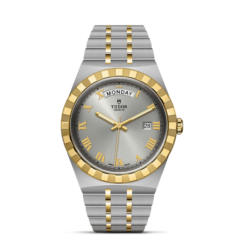 tudor royal 41mm silver dial steel & gold gents watch