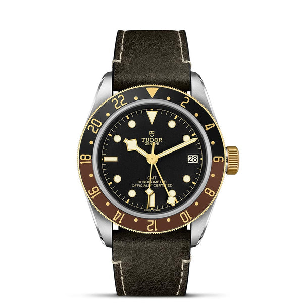 tudor black bay gmt s&g 41mm black dial steel & gold gents watch
