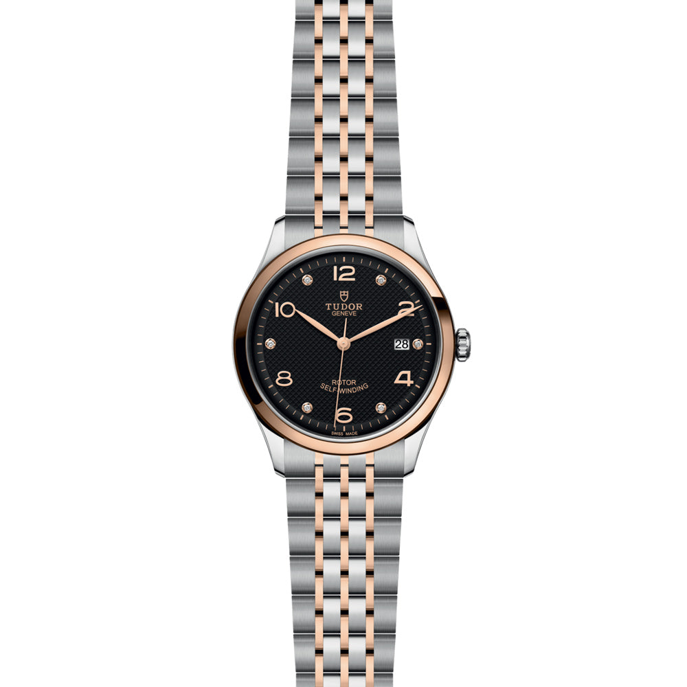 TUDOR 1926 39mm Black Diamond Set Dial Steel & Gold Watch M91551-0004