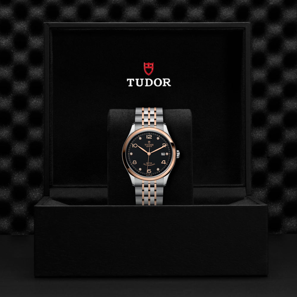 TUDOR 1926 39mm Black Diamond Set Dial Steel & Gold Watch M91551-0004