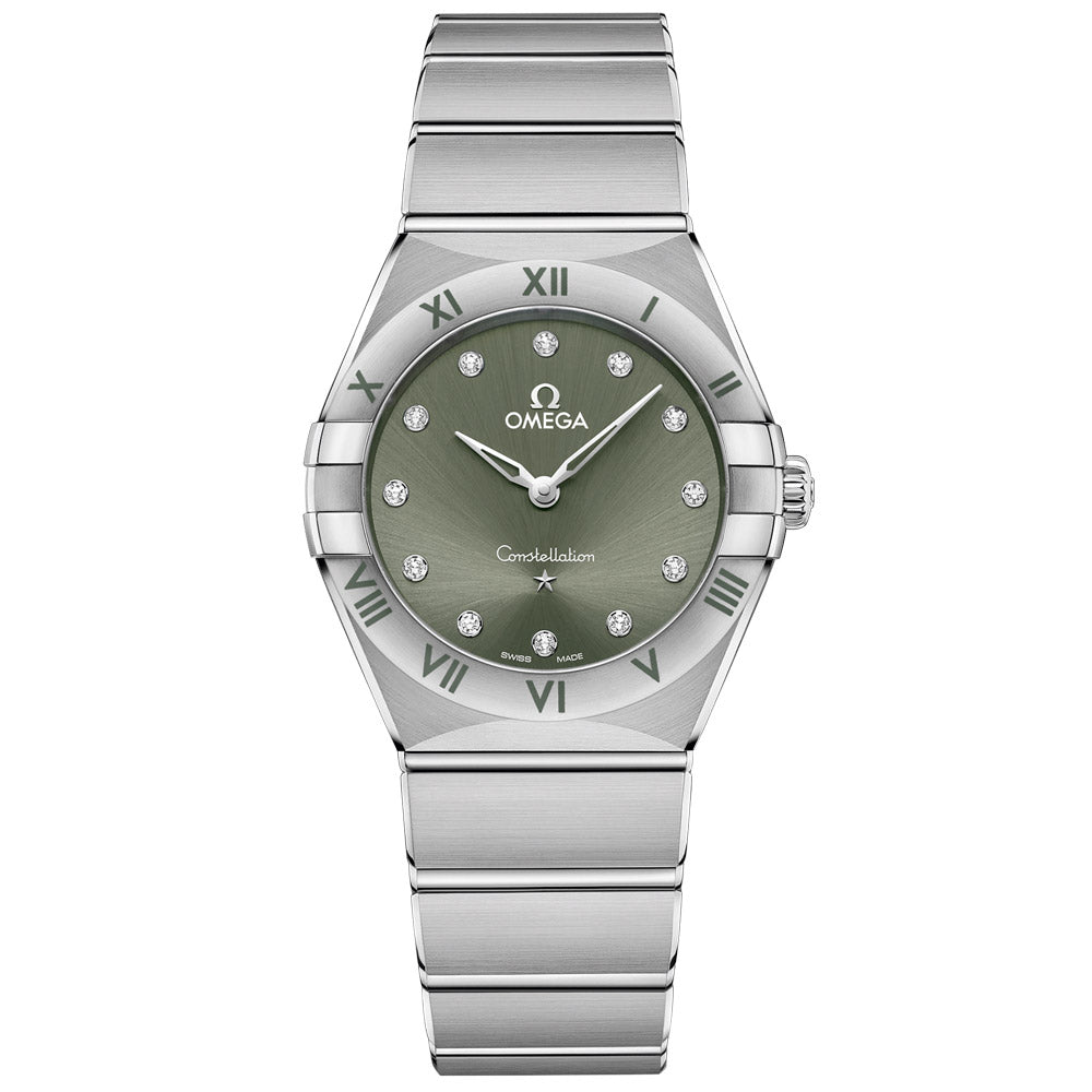 OMEGA Constellation 28mm Green Dial Diamond Ladies Quartz Watch 13110286060001