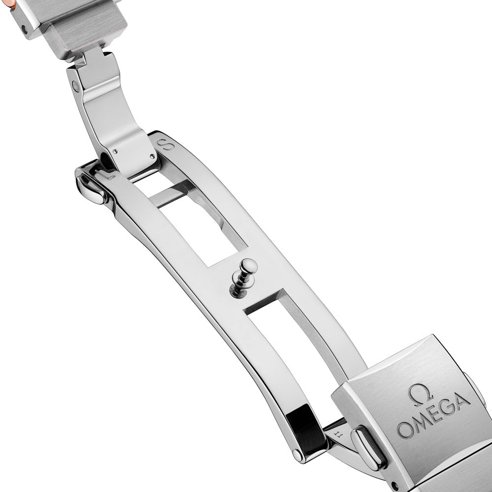 OMEGA Constellation 25mm Blue Dial 18ct Rose Gold & Steel Diamond Ladies Quartz Watch 13120256053002