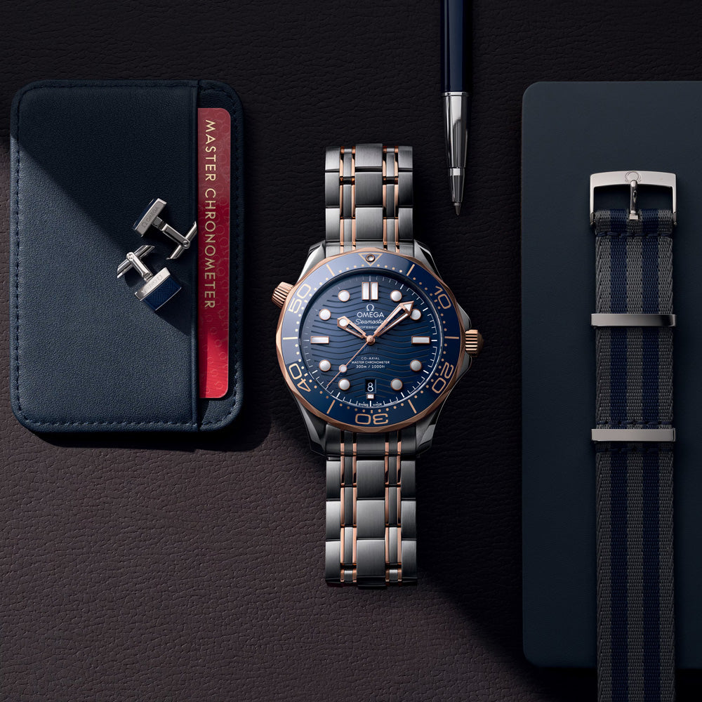 OMEGA Seamaster Diver 300M 42mm Blue Dial 18ct Rose Gold & Steel Automatic Gents Watch 21020422003002