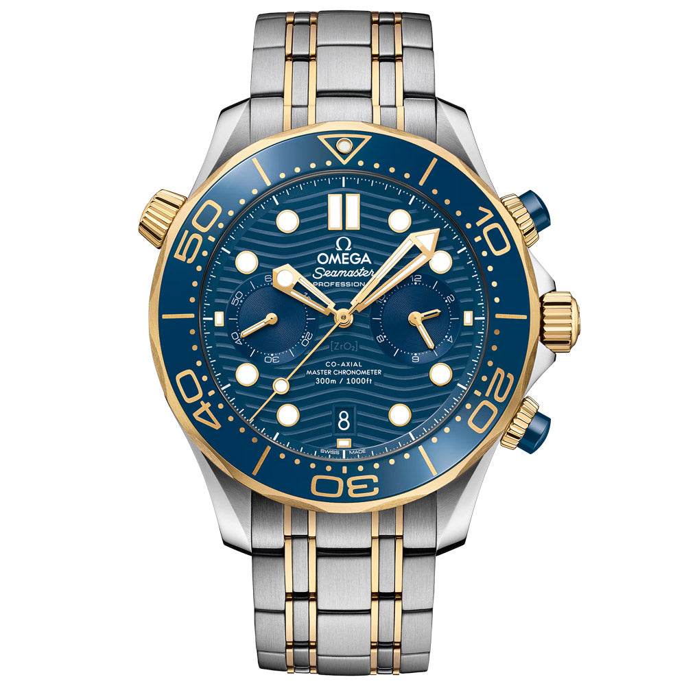 OMEGA Seamaster Diver 300M 44mm Blue Dial Steel & 18ct Gold Automatic Chronograph Gents Watch 21020445103001