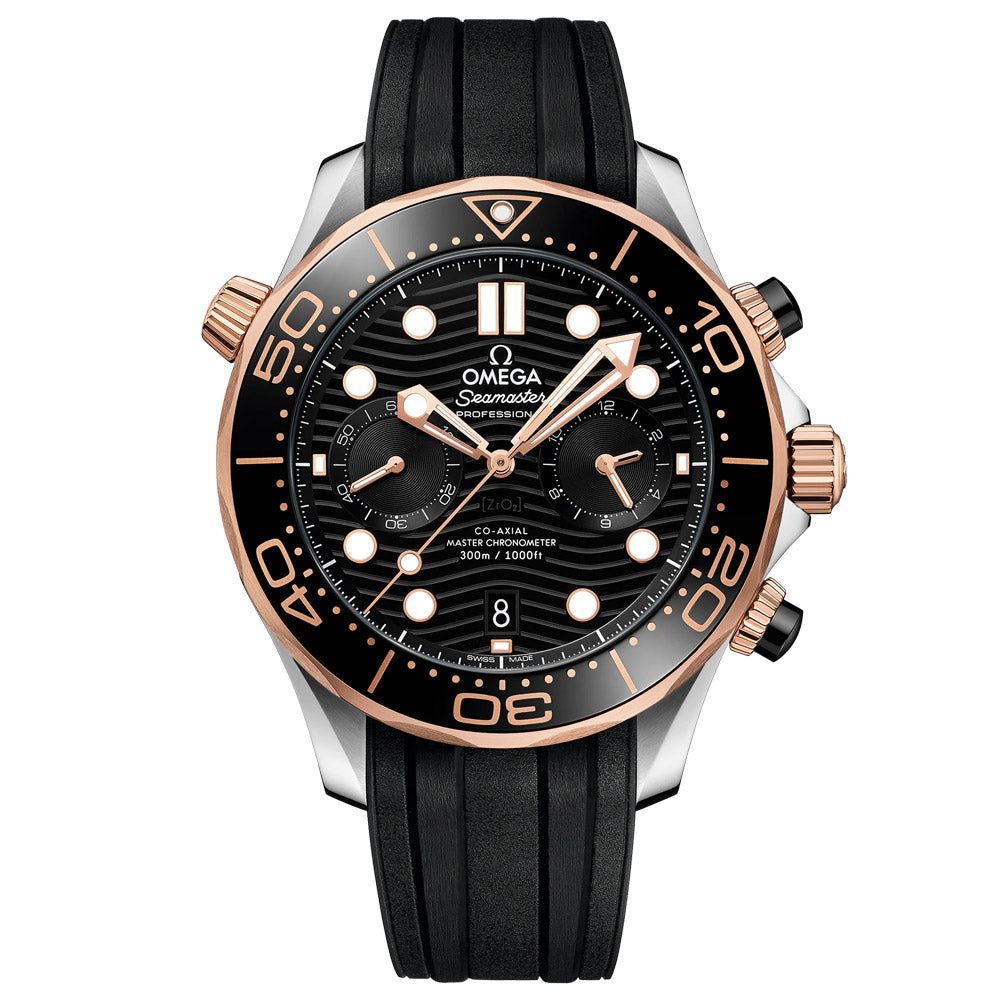 OMEGA Seamaster Diver 300M 44mm Black Dial 18ct Rose Gold & Steel Automatic Gents Watch 21022445101001