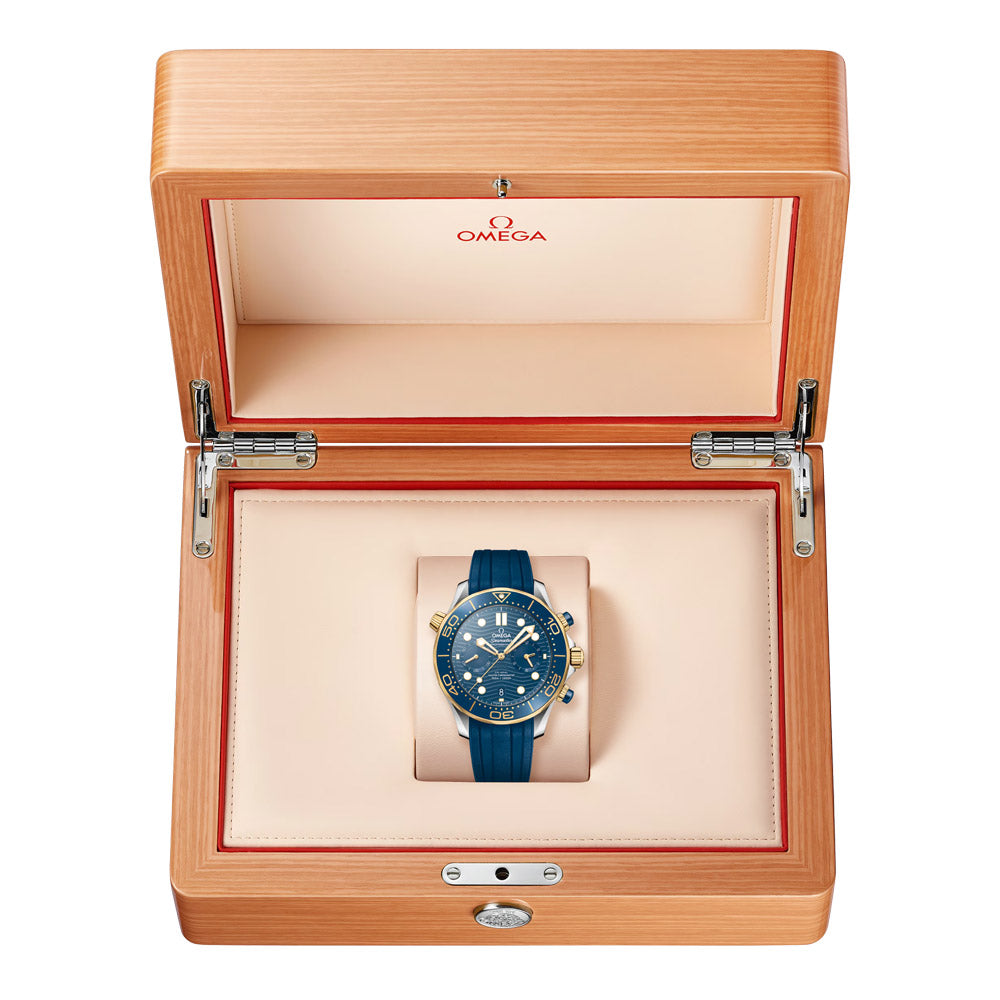 OMEGA Seamaster Diver 300M 44mm Blue Dial 18ct Gold & Steel Automatic Chronograph Gents Watch 21022445103001
