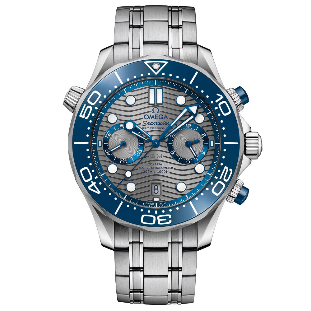 OMEGA Seamaster Diver 300M 44mm Grey Dial Automatic Chronograph Gents Watch 21030445106001