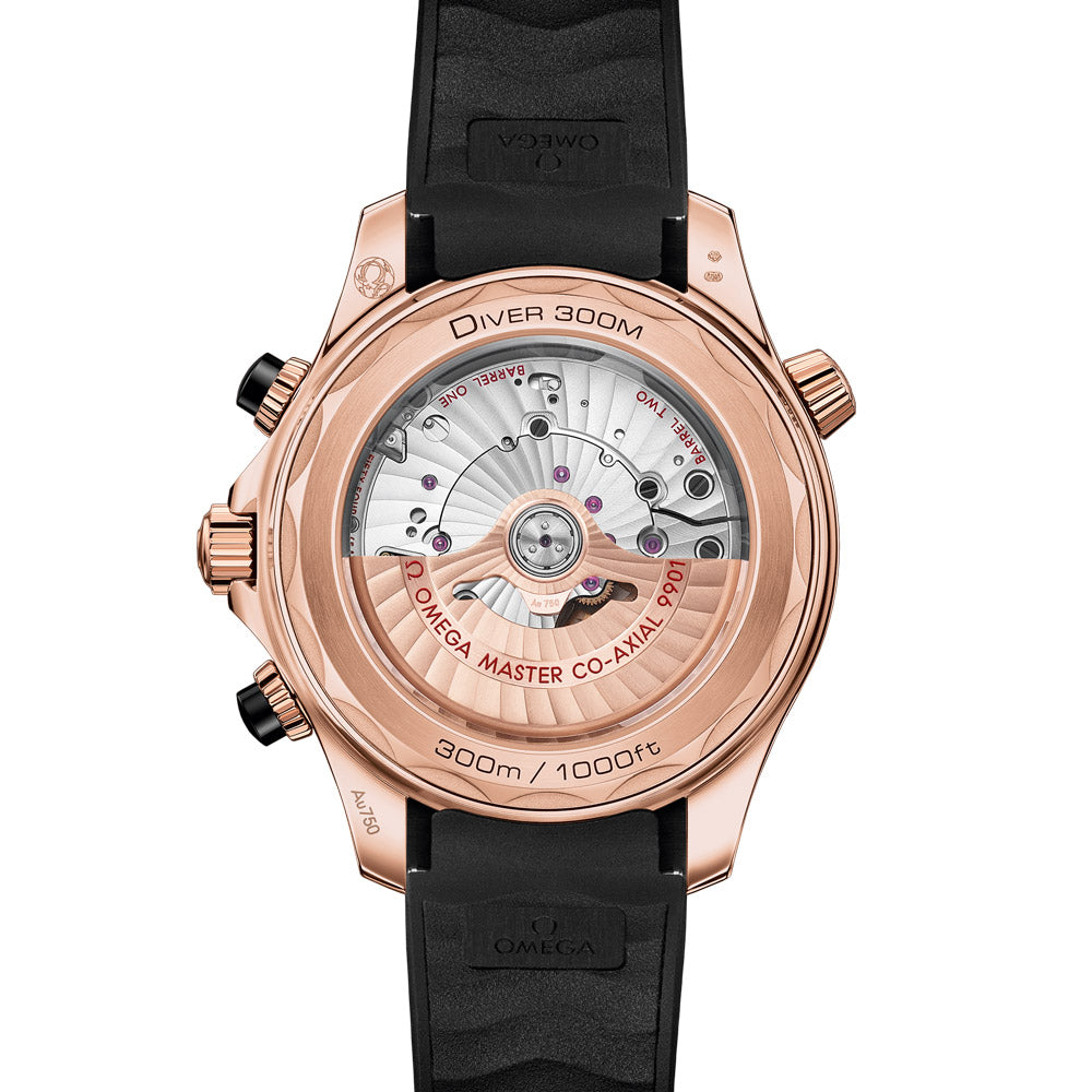 OMEGA Seamaster Diver 300M 44mm Black Dial 18ct Rose Gold Automatic Chronograph Gents Watch 21062445101001