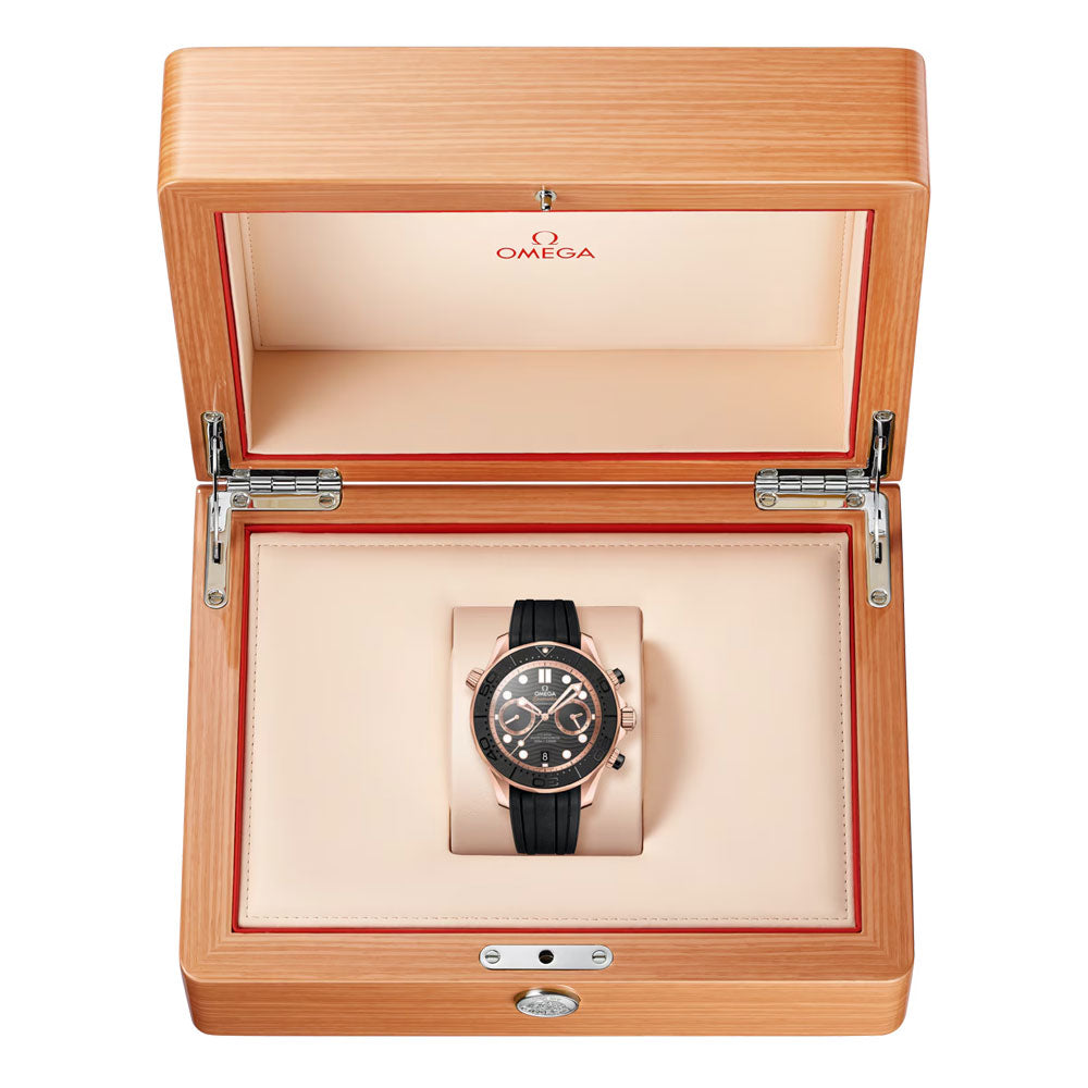 OMEGA Seamaster Diver 300M 44mm Black Dial 18ct Rose Gold Automatic Chronograph Gents Watch 21062445101001