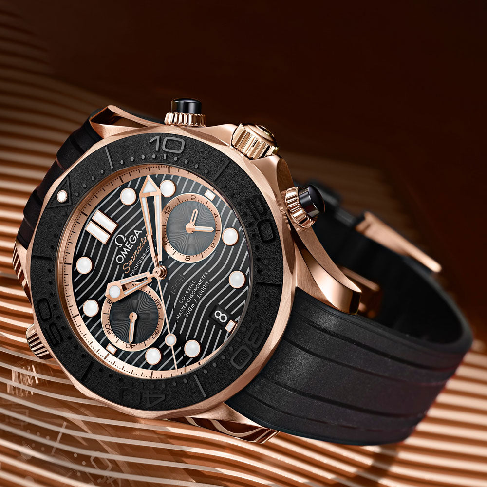 OMEGA Seamaster Diver 300M 44mm Black Dial 18ct Rose Gold Automatic Chronograph Gents Watch 21062445101001