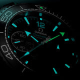 omega seamaster planet ocean 45.5mm black dial black ceramic on rubber strap automatic chronograph watch glow in the dark