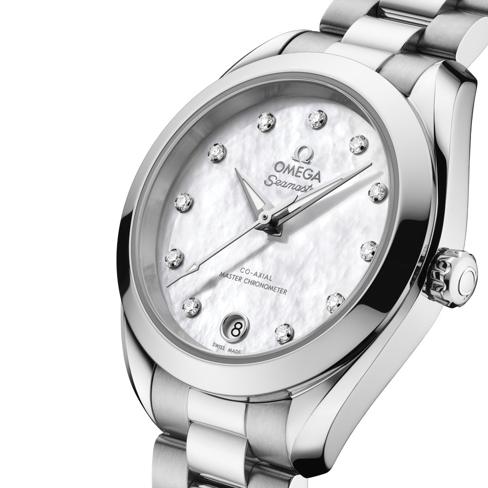OMEGA Seamaster Aqua Terra 150M 30mm MOP Diamond Index Dial Automatic Ladies Watch 22010302055001