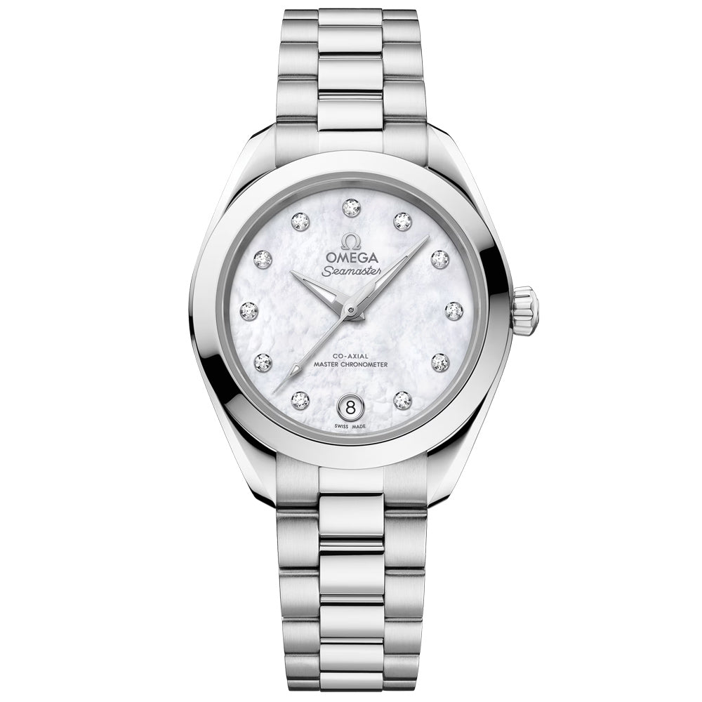 OMEGA Seamaster Aqua Terra 150M 30mm MOP Diamond Index Dial Automatic Ladies Watch 22010302055001