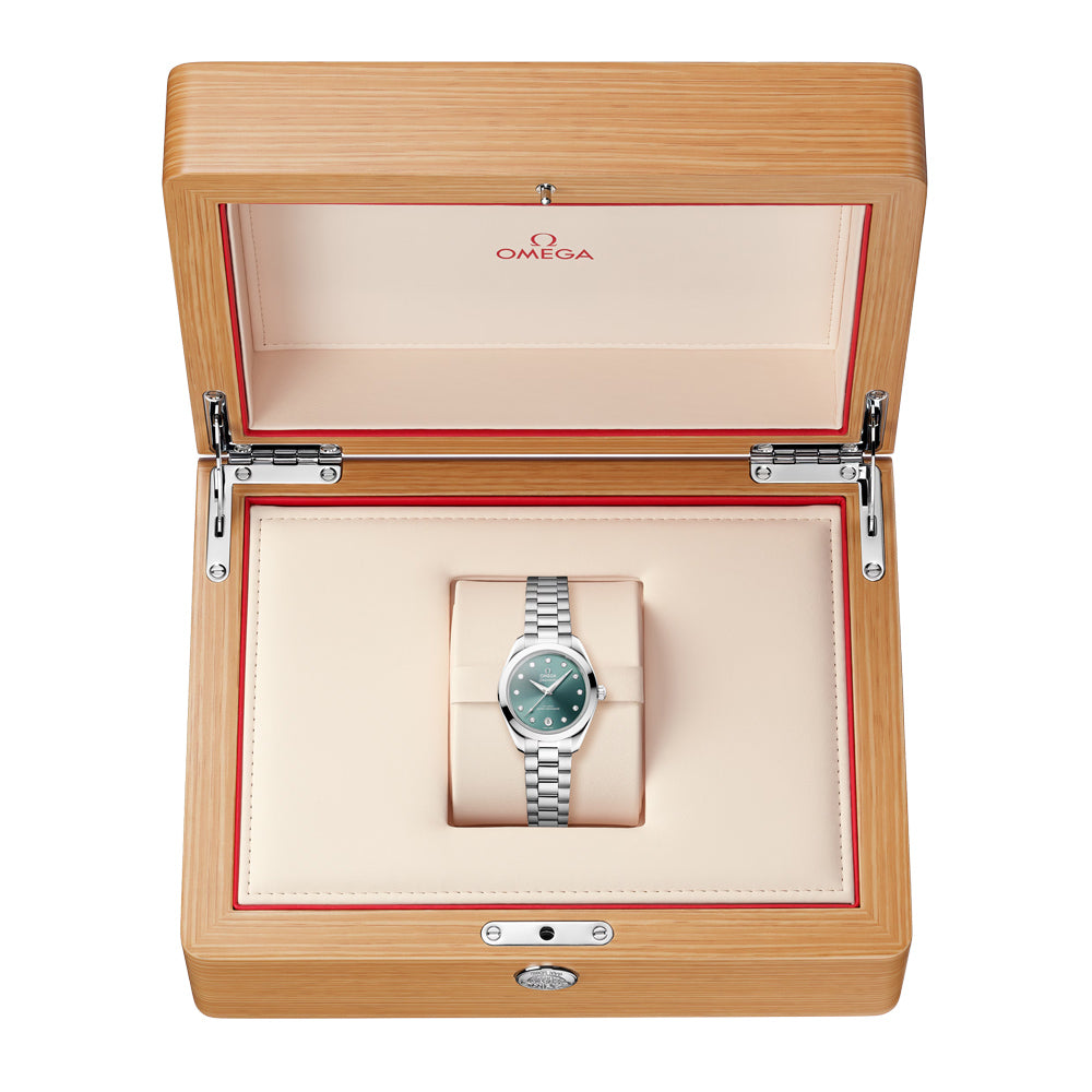 OMEGA Seamaster Aqua Terra 150M 30mm Pine Green Diamond Index Dial Automatic Ladies Watch 22010302060001