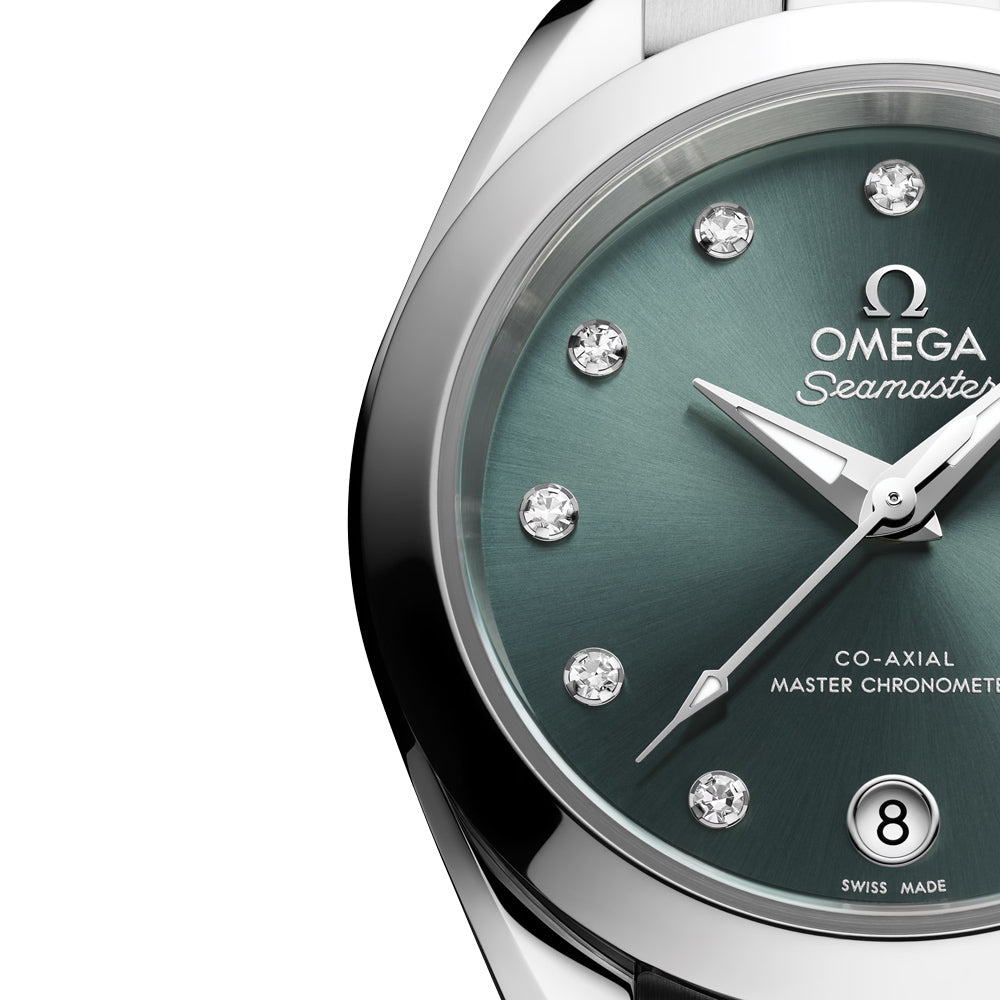 OMEGA Seamaster Aqua Terra 150M 30mm Pine Green Diamond Index Dial Automatic Ladies Watch 22010302060001