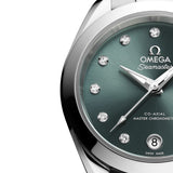 OMEGA Seamaster Aqua Terra 150M 30mm Pine Green Diamond Index Dial Automatic Ladies Watch 22010302060001
