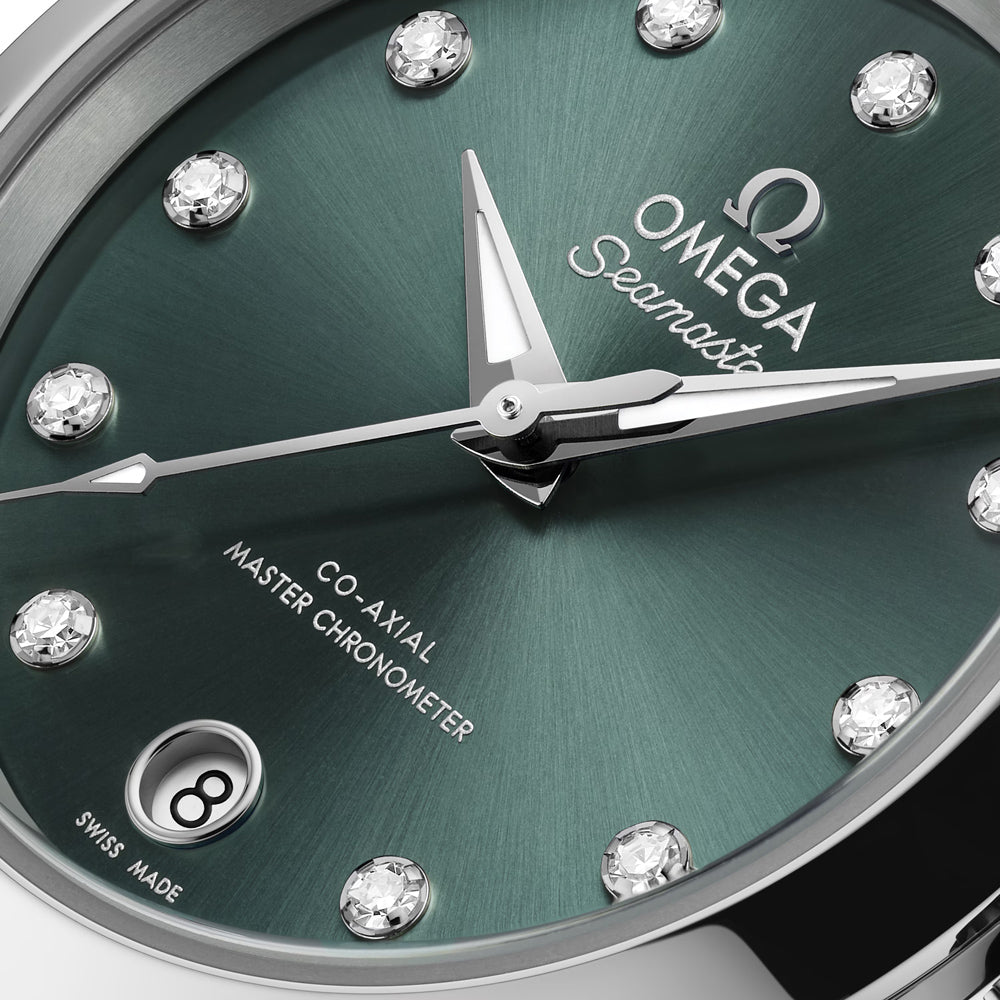 OMEGA Seamaster Aqua Terra 150M 30mm Pine Green Diamond Index Dial Automatic Ladies Watch 22010302060001
