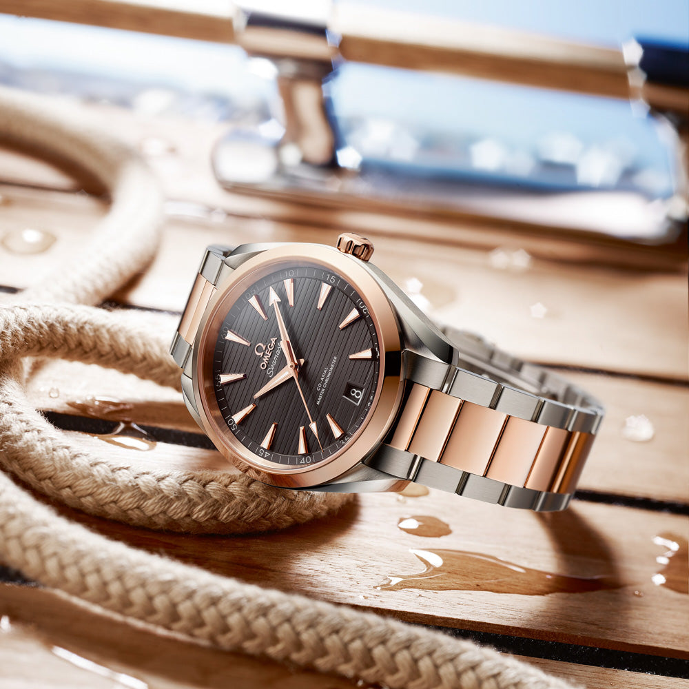 OMEGA Seamaster Aqua Terra 41mm Grey Dial 18ct Rose Gold & Steel Automatic Gents Watch 22020412106001