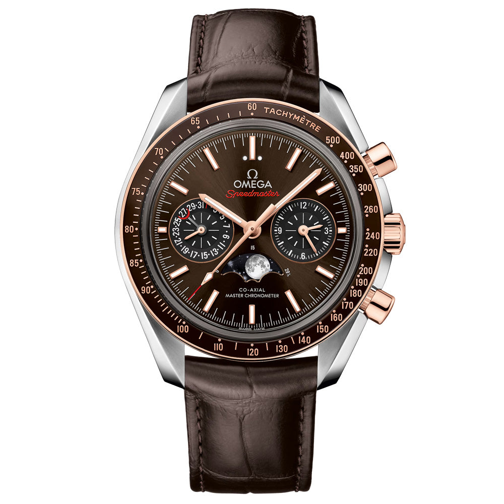 OMEGA Speedmaster Moonphase Chronograph 44.25mm Brown Dial Steel & 18ct Rose Gold Automatic Gents Watch 30423445213001
