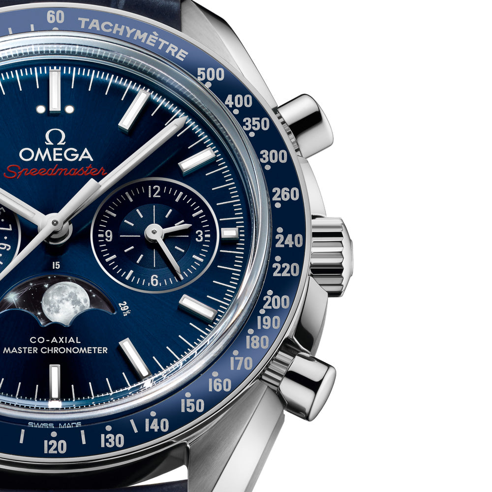 OMEGA Speedmaster Moonphase Chronograph 44.25mm Blue Dial Automatic Gents Watch 30433445203001