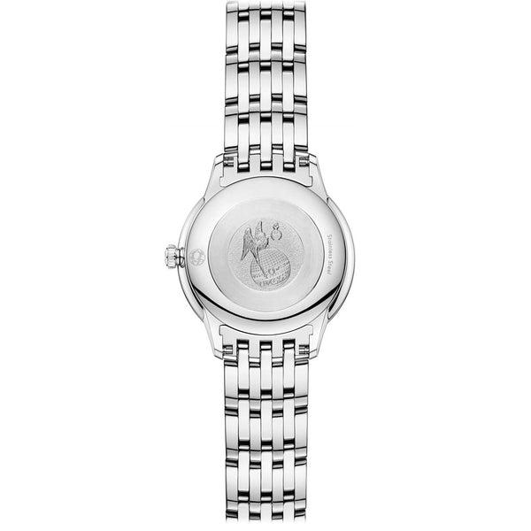 omega de ville prestige 27.5mm mop dial ladies quartz watch case back view