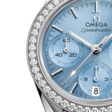 OMEGA Speedmaster 38 Chronograph Ice Blue Dial Diamond Automatic Watch 32415385003001