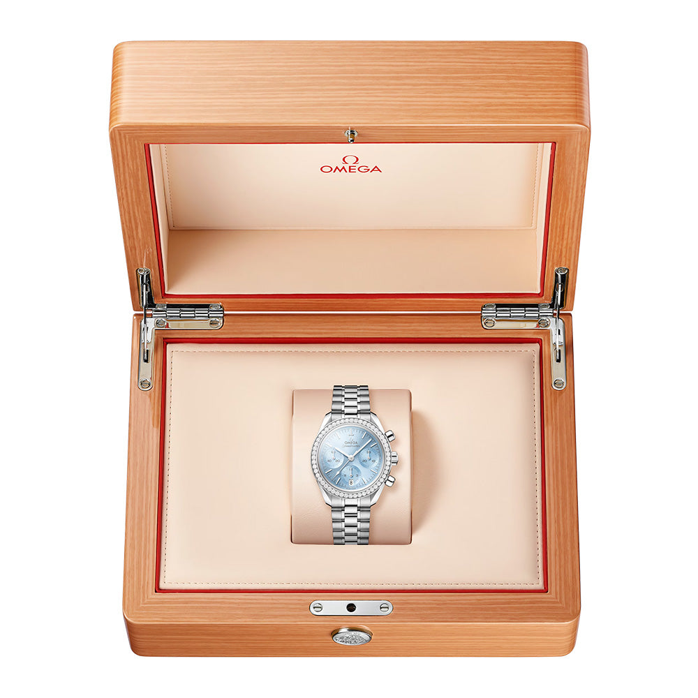 OMEGA Speedmaster 38 Chronograph Ice Blue Dial Diamond Automatic Watch 32415385003001