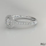 The Skye Platinum 0.50ct Round Brilliant Cut Diamond Engagement Ring With 0.31ct Diamond Halo And Diamond Set Shoulders