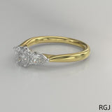 The Florentine 18ct Yellow Gold 0.50ct Oval And 0.30ct Pear Cut Diamond Three Stone Engagement Ring