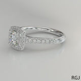 The Skye Brava Platinum 0.50ct Round Brilliant Cut Diamond Engagement Ring With 0.33ct Diamond Halo And Diamond Set Shoulders