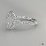 The Skye Platinum 0.38ct Marquise Cut Diamond Engagement Ring With 0.41ct Double Diamond Halo And Diamond Set Shoulders