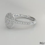 The Skye Duo Platinum 0.30ct Oval Cut Diamond Engagement Ring With 0.40ct Double Diamond Halo And Diamond Set Shoulders