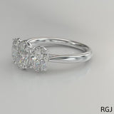 The Florentina Platinum 1.81ct Oval Cut Diamond Three Stone Engagement Ring