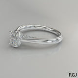 The Oxford Platinum 0.50ct Oval Cut Diamond Solitaire Engagement Ring With 0.07ct Diamond Detailing