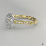 The Skye 18ct Yellow Gold 0.50ct Oval Cut Diamond Engagement Ring With 0.33ct Diamond Halo And Diamond Set Shoulders