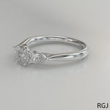 The Florentine Platinum 0.34ct Oval And 0.20ct Pear Cut Diamond Three Stone Engagement Ring