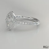 The Skye Platinum 0.30ct Marquise Cut Diamond Engagement Ring With 0.27ct Diamond Halo And Diamond Set Shoulders