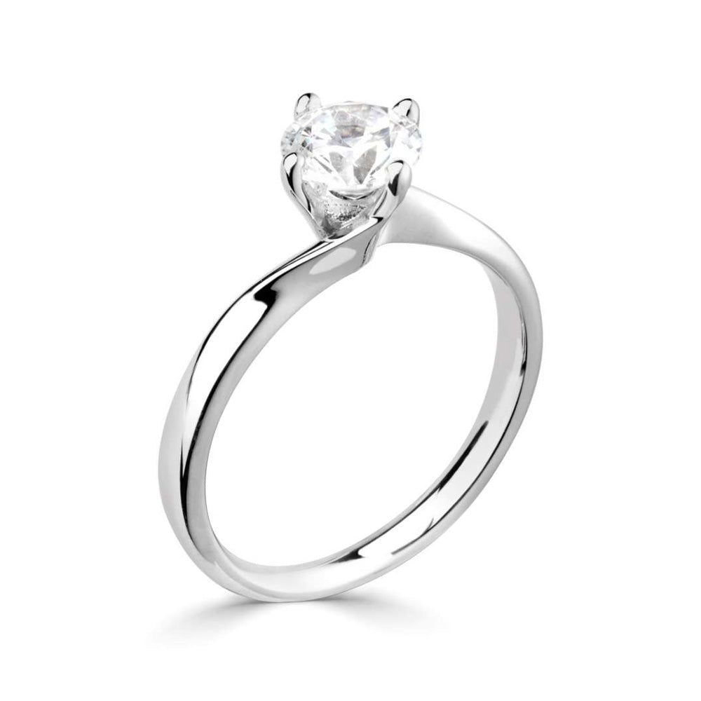 The Gladiolus Platinum Round Brilliant Cut Diamond Solitaire Engagement Ring