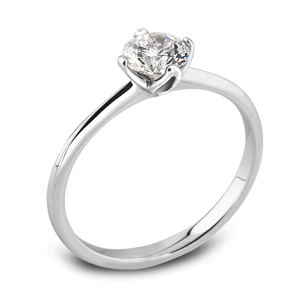 The Lotus Platinum 0.27ct Round Brilliant Cut Diamond Solitaire Engagement Ring