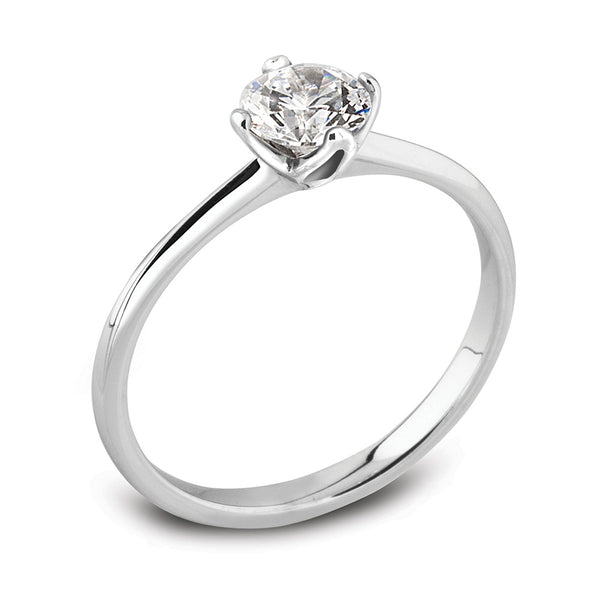 The Lotus Platinum Round Brilliant Cut Diamond Solitaire Engagement Ring