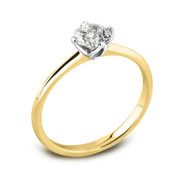 The Lotus 18ct Yellow Gold And Platinum Round Brilliant Cut Diamond Solitaire Engagement Ring