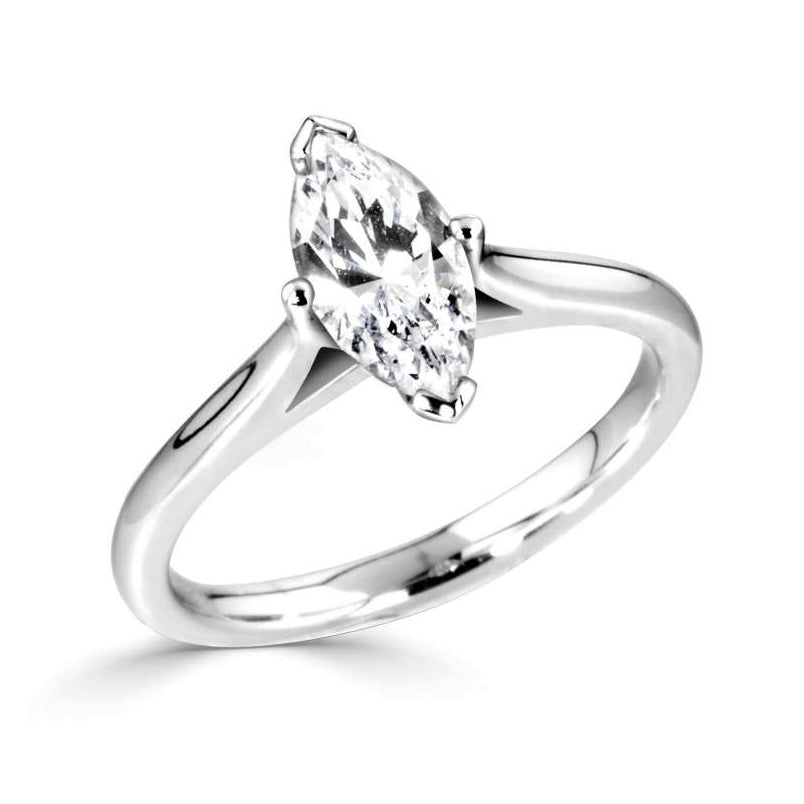 The Fuschia Platinum Marquise Cut Diamond Solitaire Engagement Ring