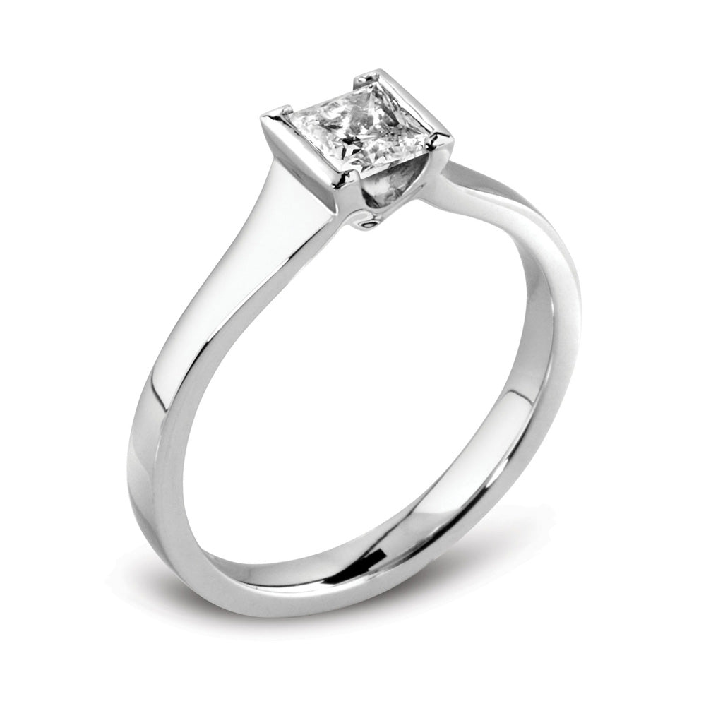 The Delphine Platinum 0.71ct Princess Cut Diamond Solitaire Engagement Ring