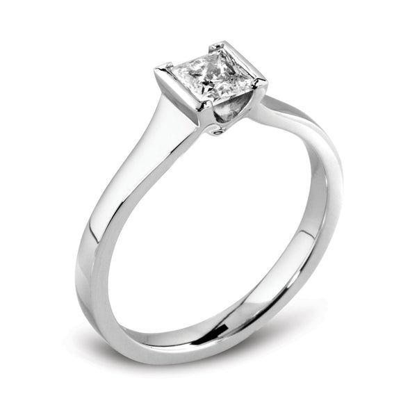 The Delphine Platinum 0.71ct Princess Cut Diamond Solitaire Engagement Ring
